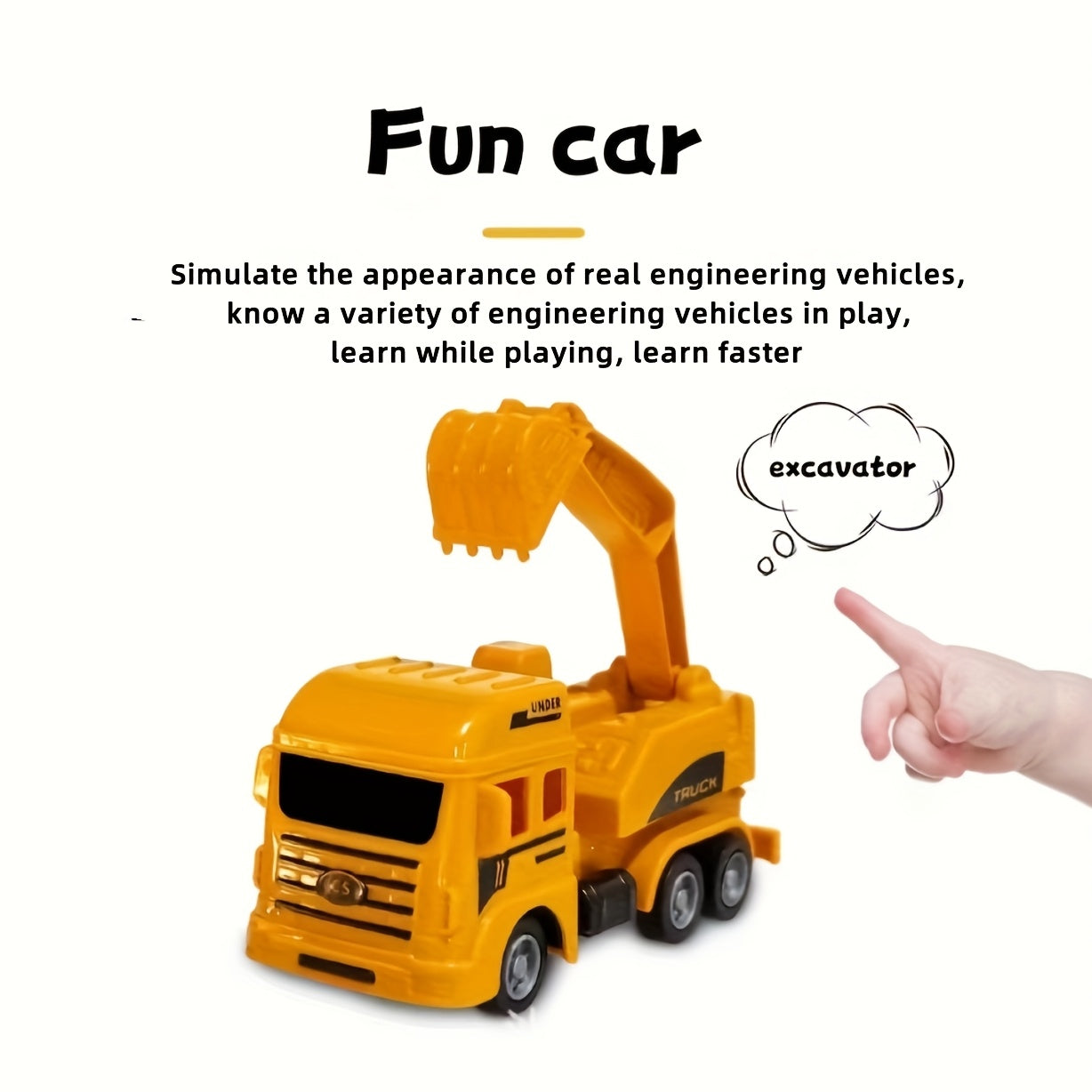 8-Piece Construction Toy Set with Excavator and Vehicles for Ages 3+