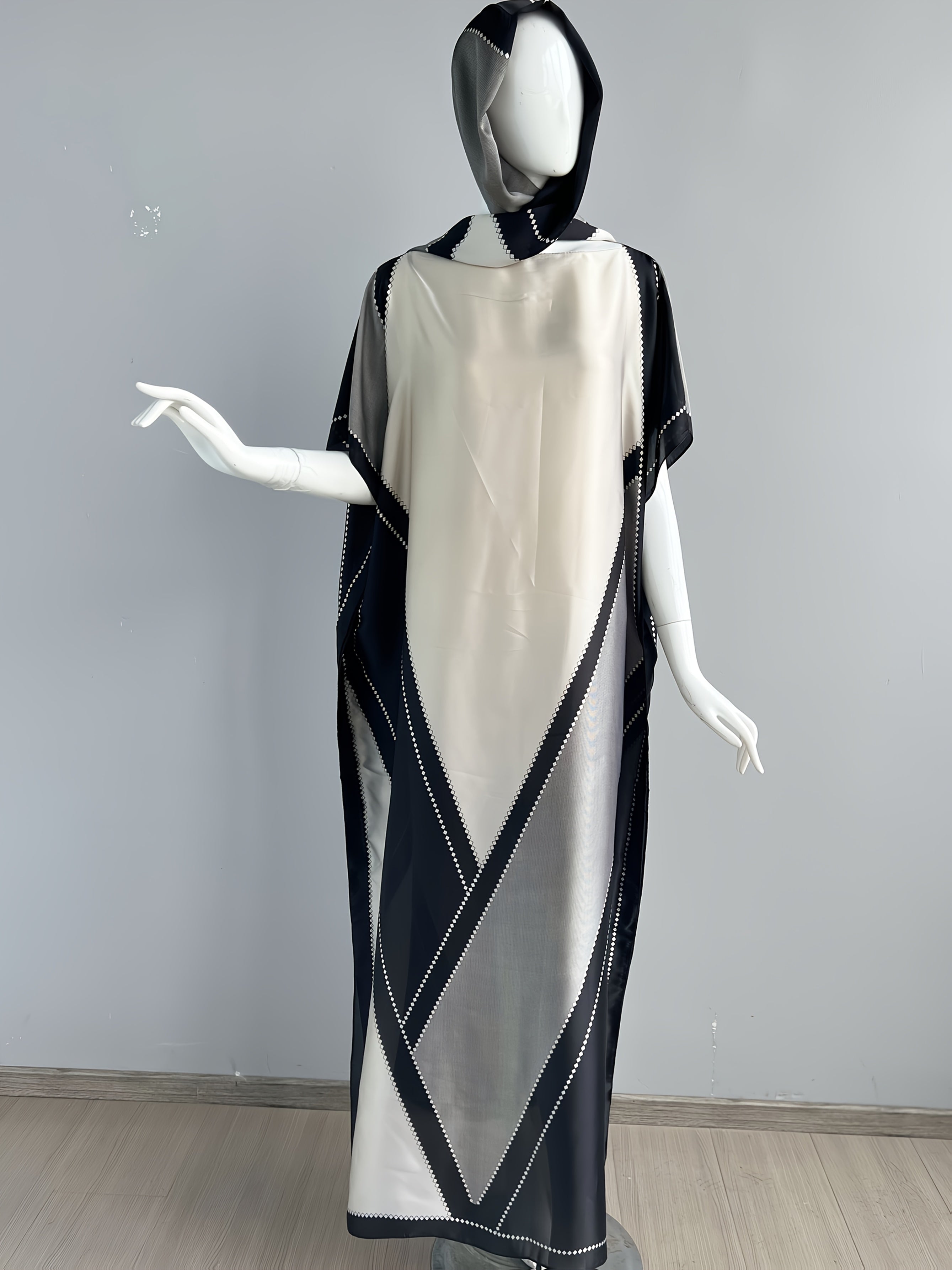 Plus Size Women's Maxi Dress Elegant Middle Eastern Turkish Gown Black Beige Formal Casual