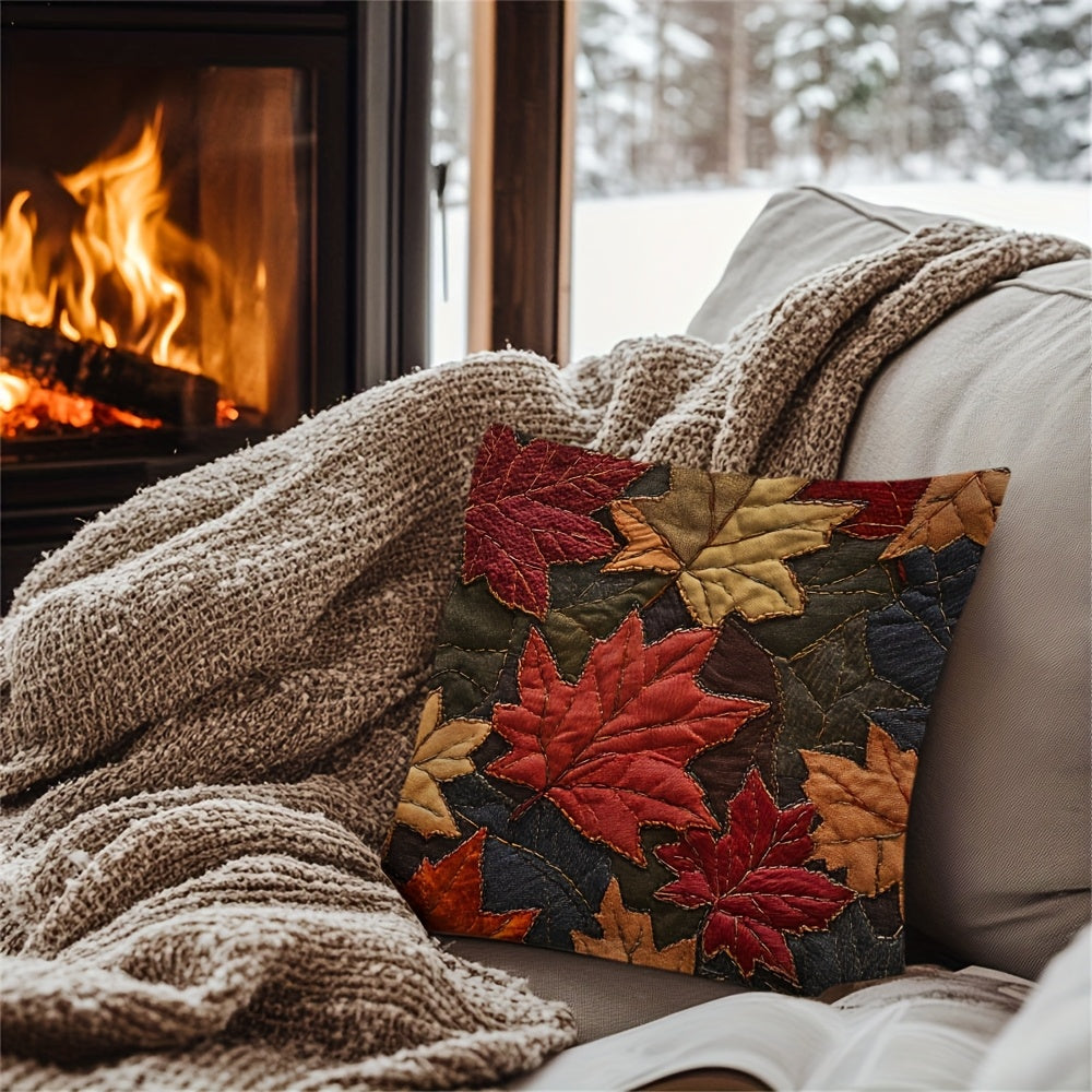 Autumn Leaves Pillow Cover Double-Sided Polyester 45.72cm Decorative Cushion Case for Home Holiday