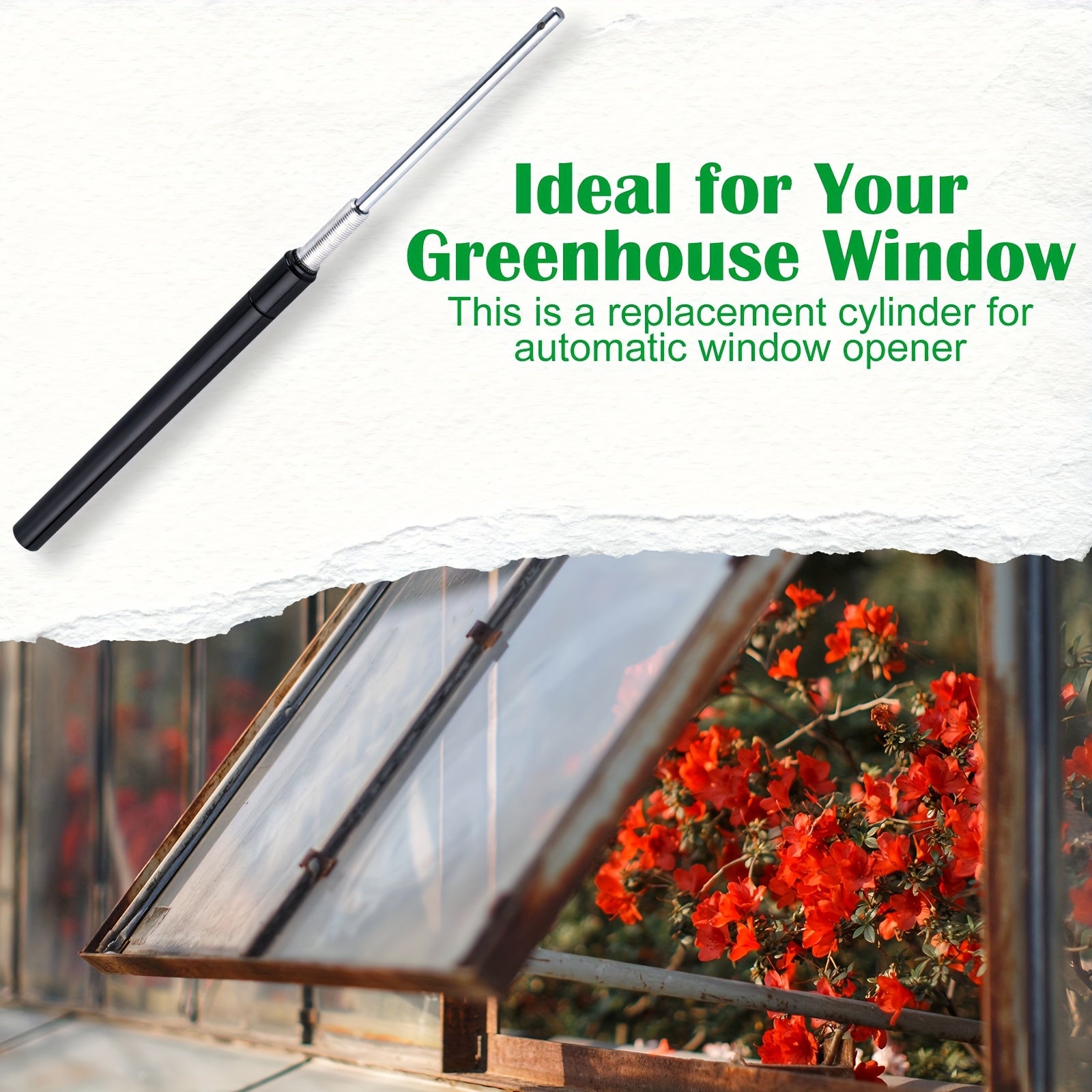 Greenhouse Vent Opener Replacement Cylinder Durable Solar-Powered for Automatic Windows