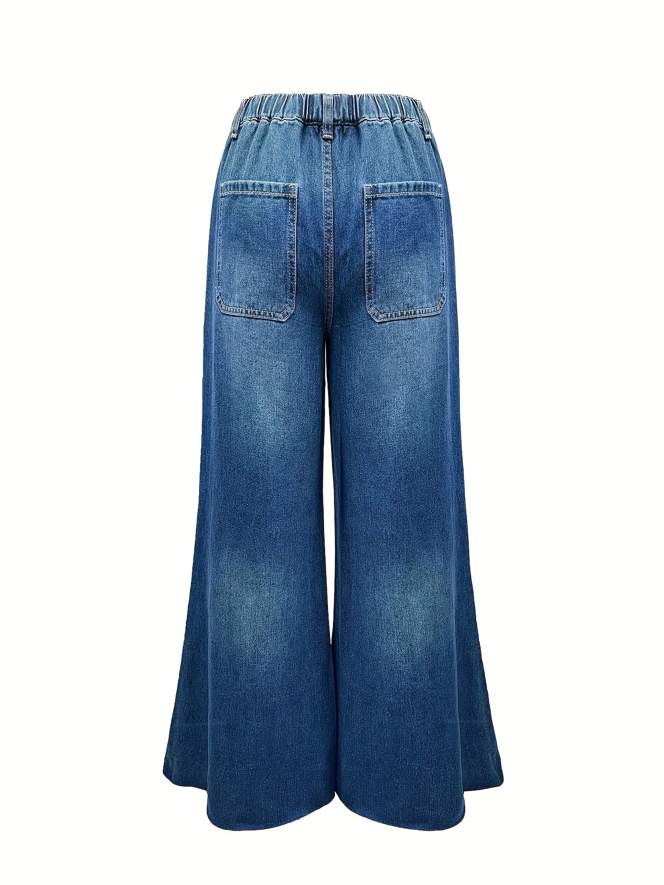 Women's High-Waisted Wide Leg Denim Jeans Casual Solid Cotton-Polyester All-Season
