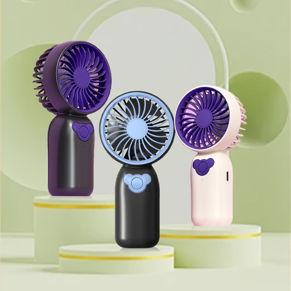 Портативный ручной вентилятор с 3 уровнями, перезаряжаемый USB-аккумулятор для использования на улице и в офисе