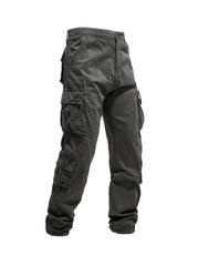 Men's Plus-Size Cotton Cargo Pants with 8 Pockets for Outdoor Activities
