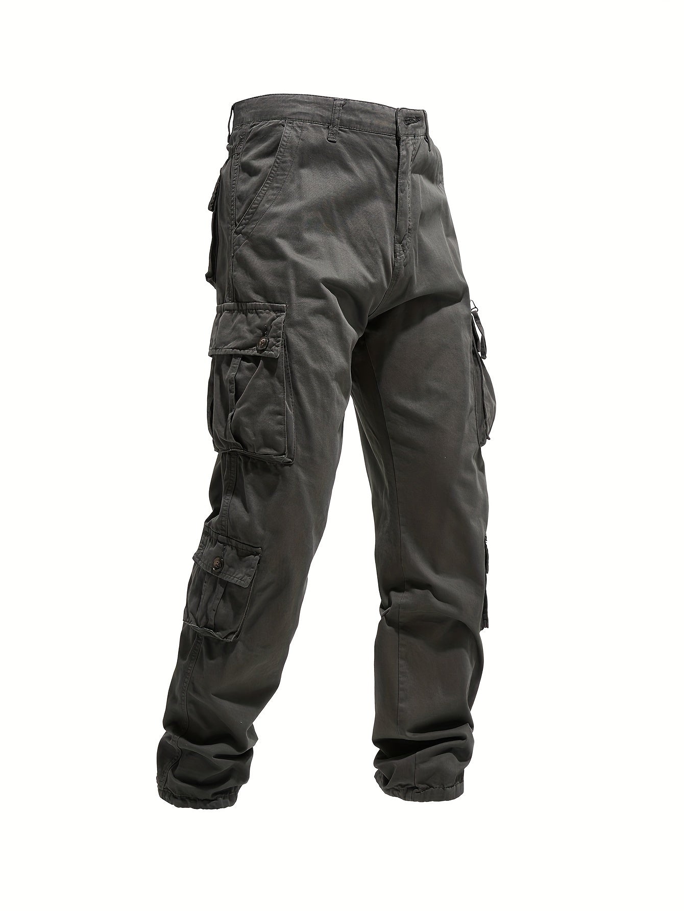 Men's Plus-Size Cotton Cargo Pants with 8 Pockets for Outdoor Activities
