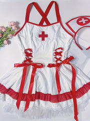 Women's Naughty Nurse Cross Strap Cosplay Lingerie Costume