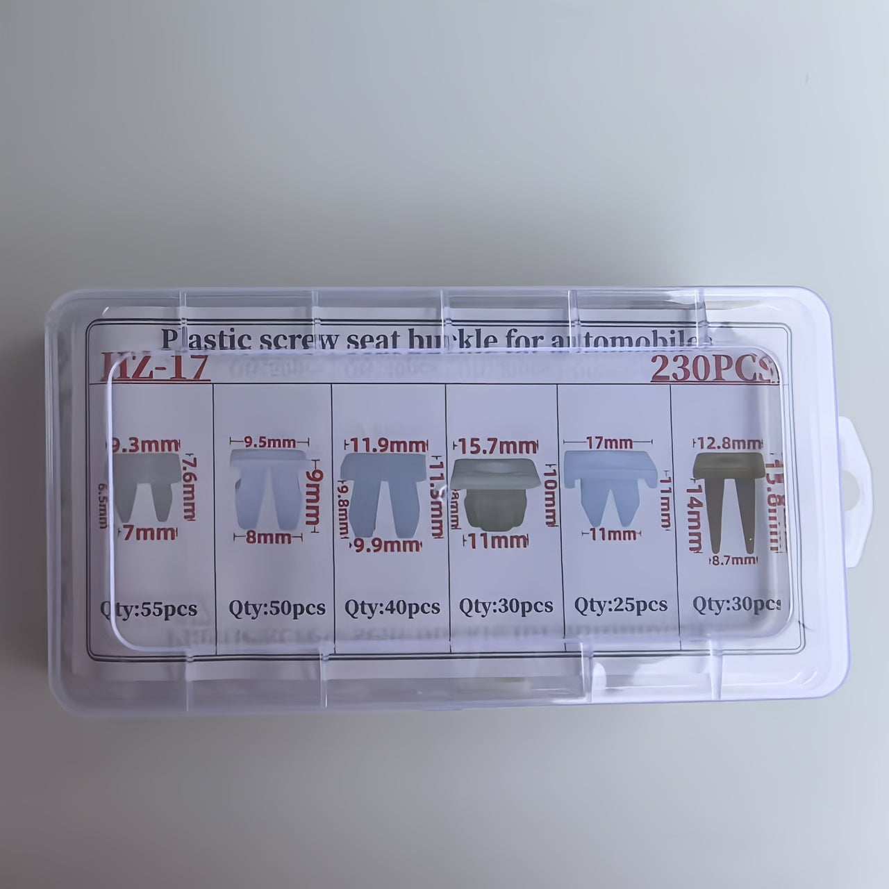 Universal Car Plastic Screw Buckle Set 230 Pcs Automotive Clips for License Plate and Bumper