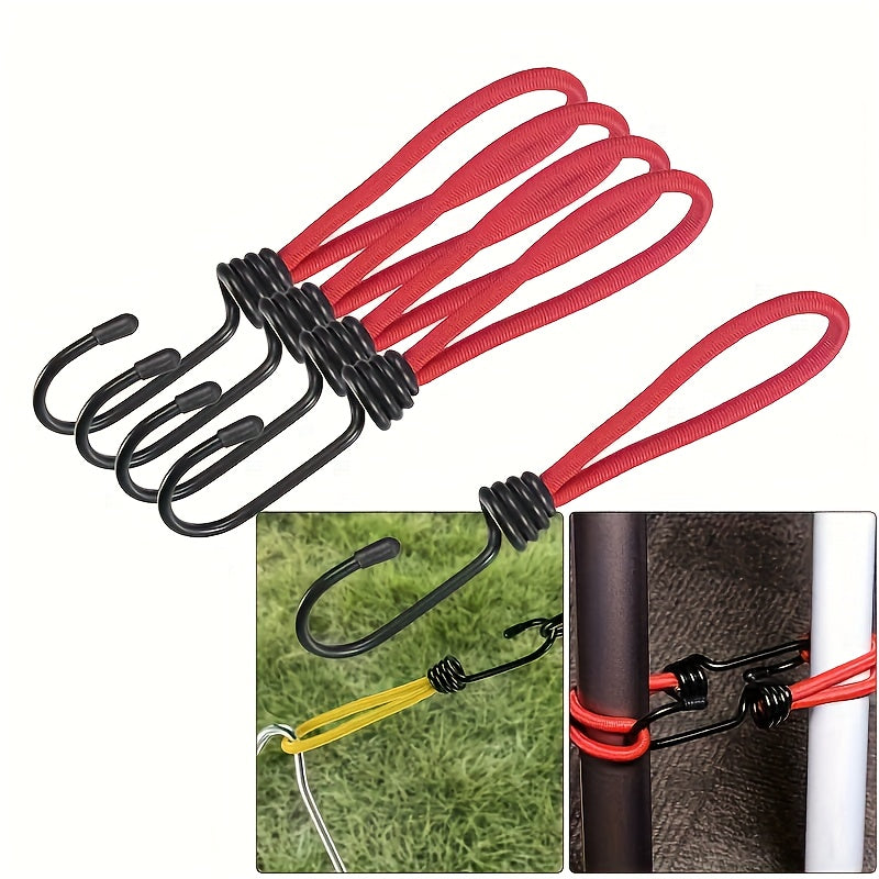 4 Pack Heavy Duty Bungee Cords with Hooks for Camping Tents and Tarp Tie-Downs