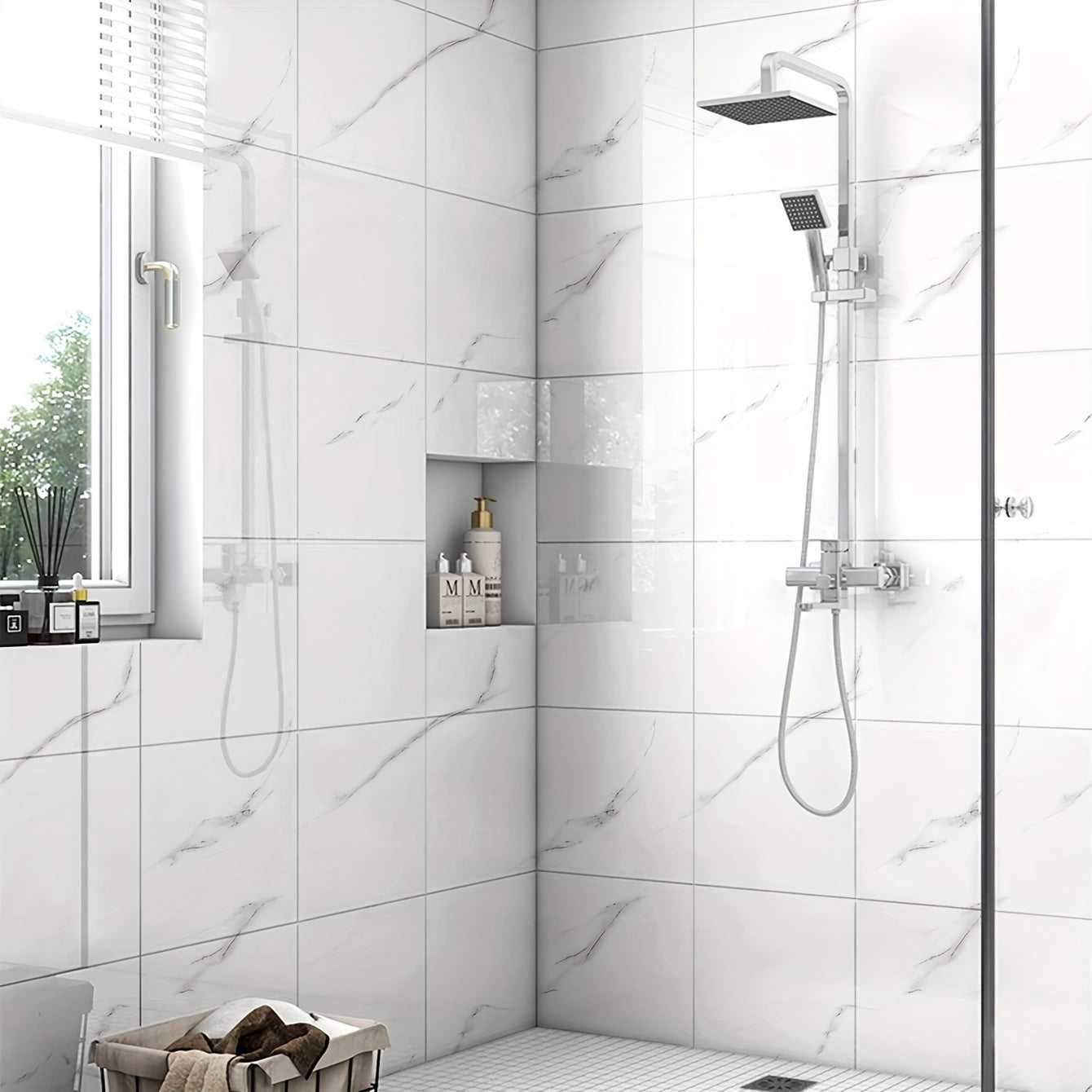 Self-Adhesive Waterproof Marble Tile Wall Stickers for Kitchen Bathroom Set of 10