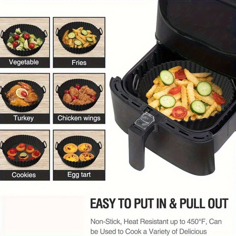 2/3/6 ta qayta ishlatiladigan Havo Fryer qoplami, 20.32 sm silikon, yopishmaydigan pech, mikroto'lqinli pech uchun