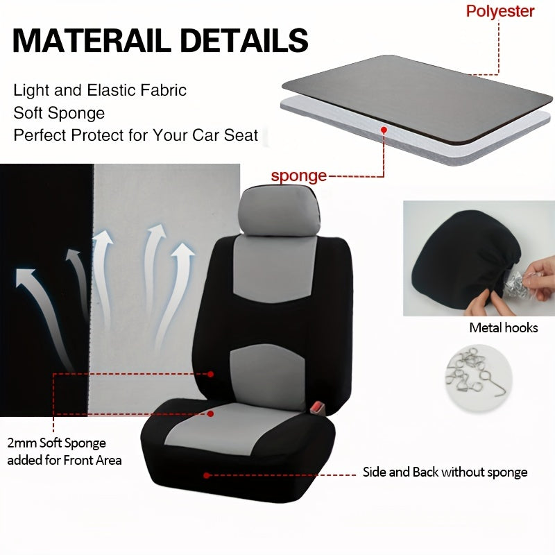 Universal Car Front Seat Covers Polyester Multi-Color Protective Cushion