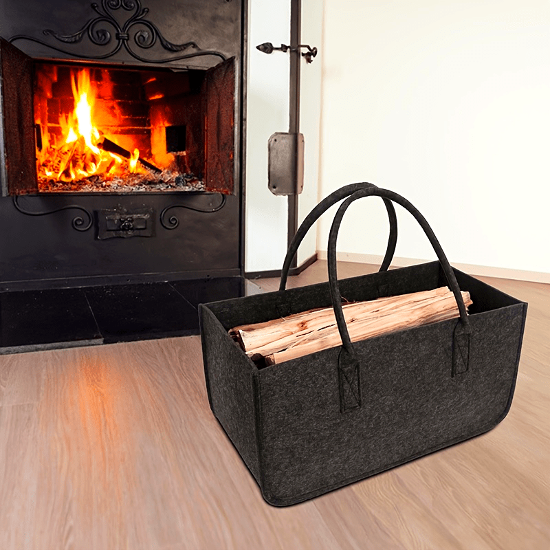 Sturdy Firewood Tote Bag with Black Handles, Spacious, Indoor and Outdoor Use