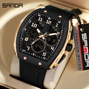 Men's Military Sports Wristwatch Silicone Strap Waterproof LED Clock Multiple Functions