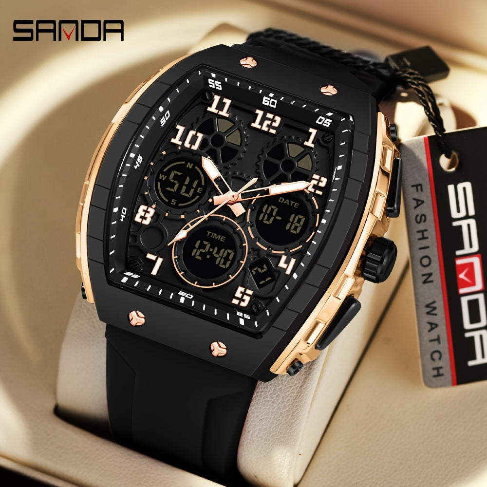 Men's Military Sports Wristwatch Silicone Strap Waterproof LED Clock Multiple Functions