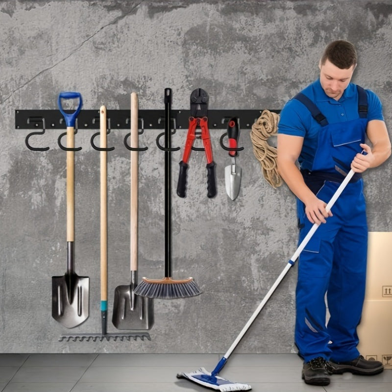 Perchero de herramientas de pared con 5 ganchos en S para almacenamiento en garaje