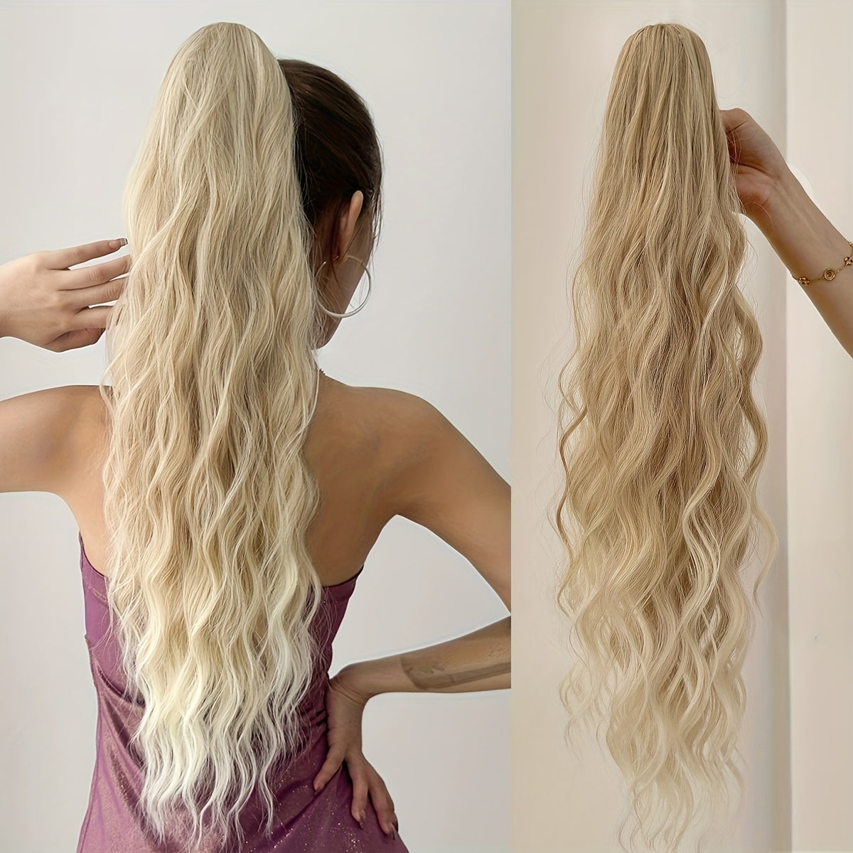 Women's Water Wave Ponytail Extension Clip-in Curly Hairpiece 66cm