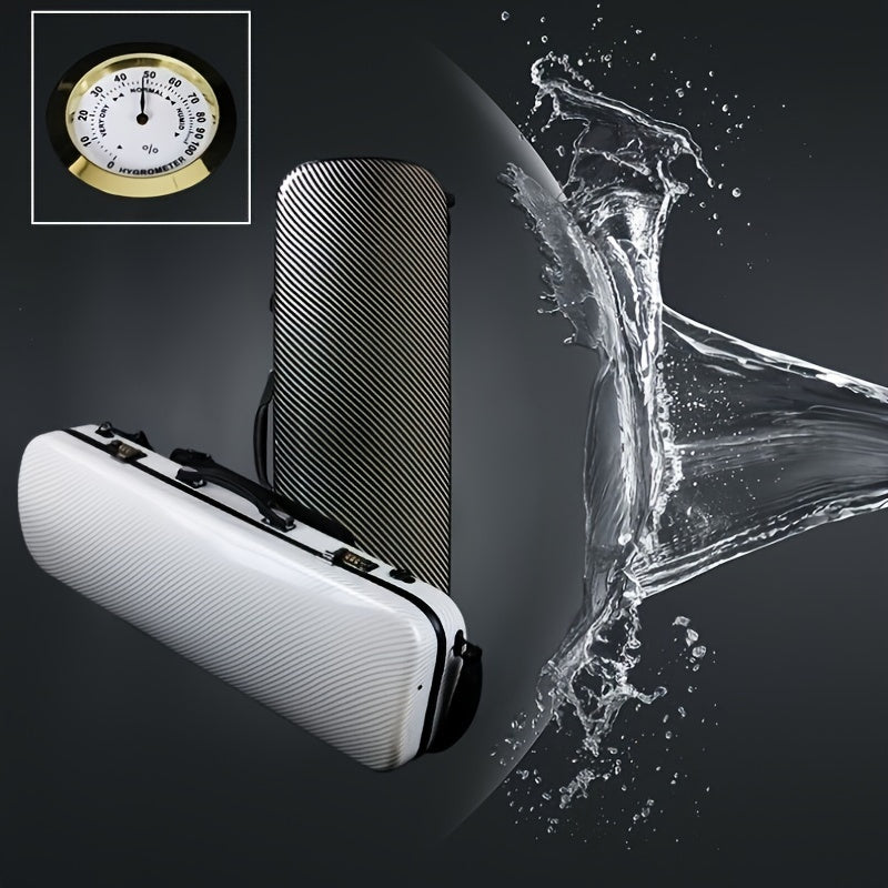 Estuche para violín de fibra de carbono ultraligero, impermeable, resistente al desgaste, con cerradura y higrómetro