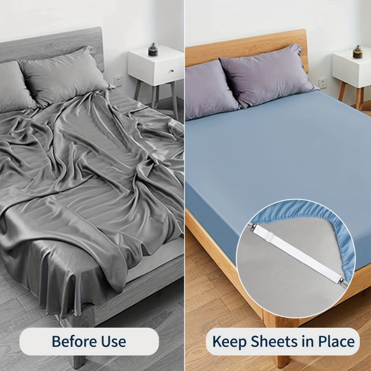 Регулируемые ремни для простыней с зажимами - набор из 2 или 4 шт., эластичные ремни для фиксации чехлов матрасов, диванных подушек и постельных принадлежностей