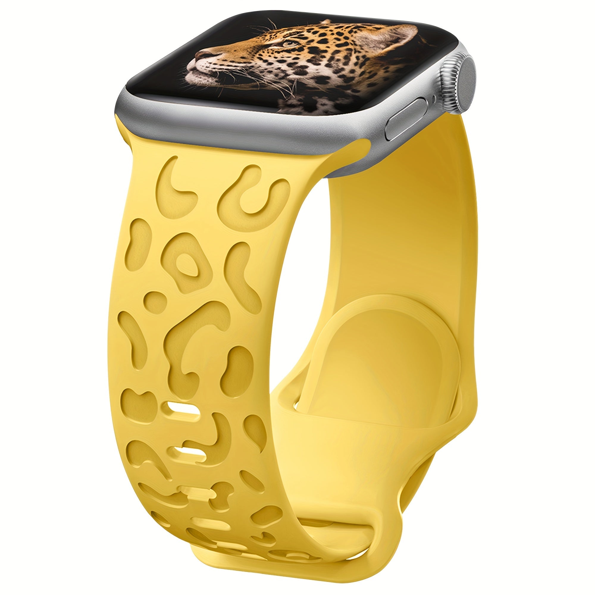Waterproof Silicone Watch Band for IWatch Series 8 7 6 5 4 3 2 SE Leopard Engraved