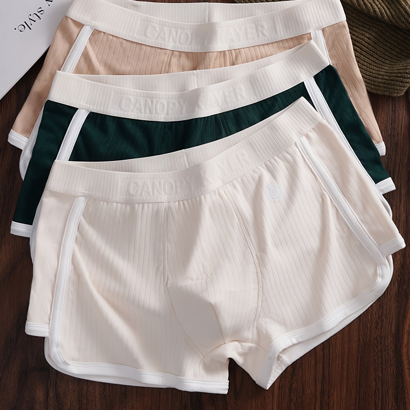 Men's Striped Boxer Briefs Polyester Blend Elastic Waist Color Block Casual