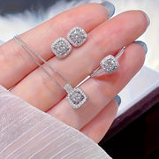 Ayollar modasi kvadrat shaklidagi soxta rhinestone zargarlik to'plami, 4 dona