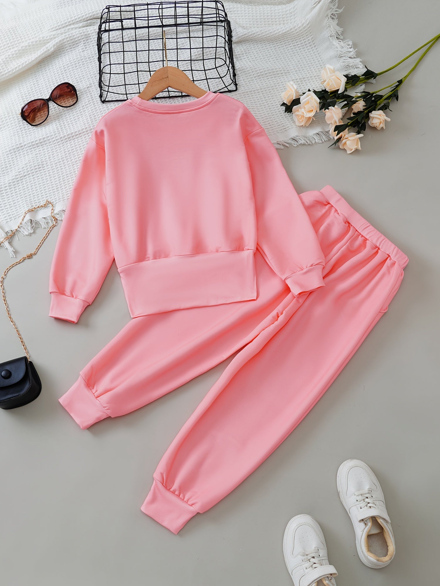 Girls Autumn Clothes 2025 Heart Pattern Knit Two-Piece Set for Kids