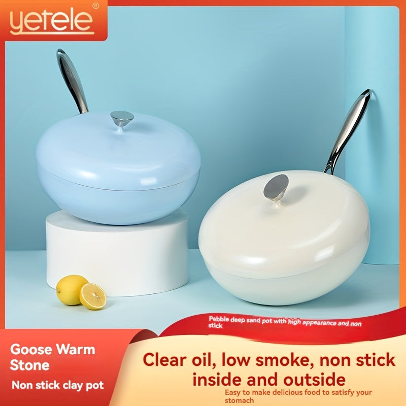 Сковорода из керамики высшего качества с антипригарным покрытием и крышкой - идеально подходит для жарки, приготовления и помешивания - работает с газовыми и индукционными плитами.