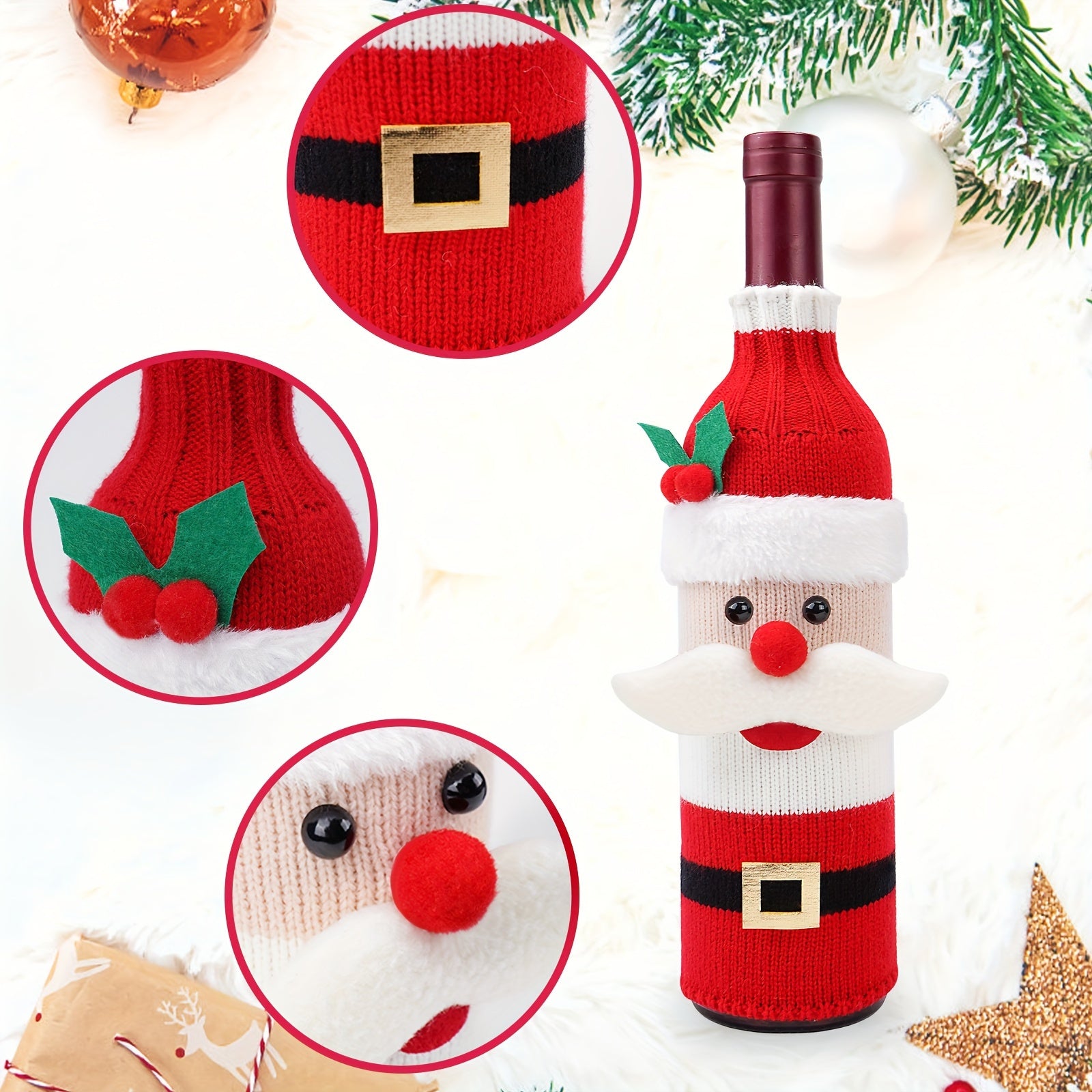 Christmas Themed Beer Bottle Sleeve Insulated Non-Slip Cover for 12oz Bottles