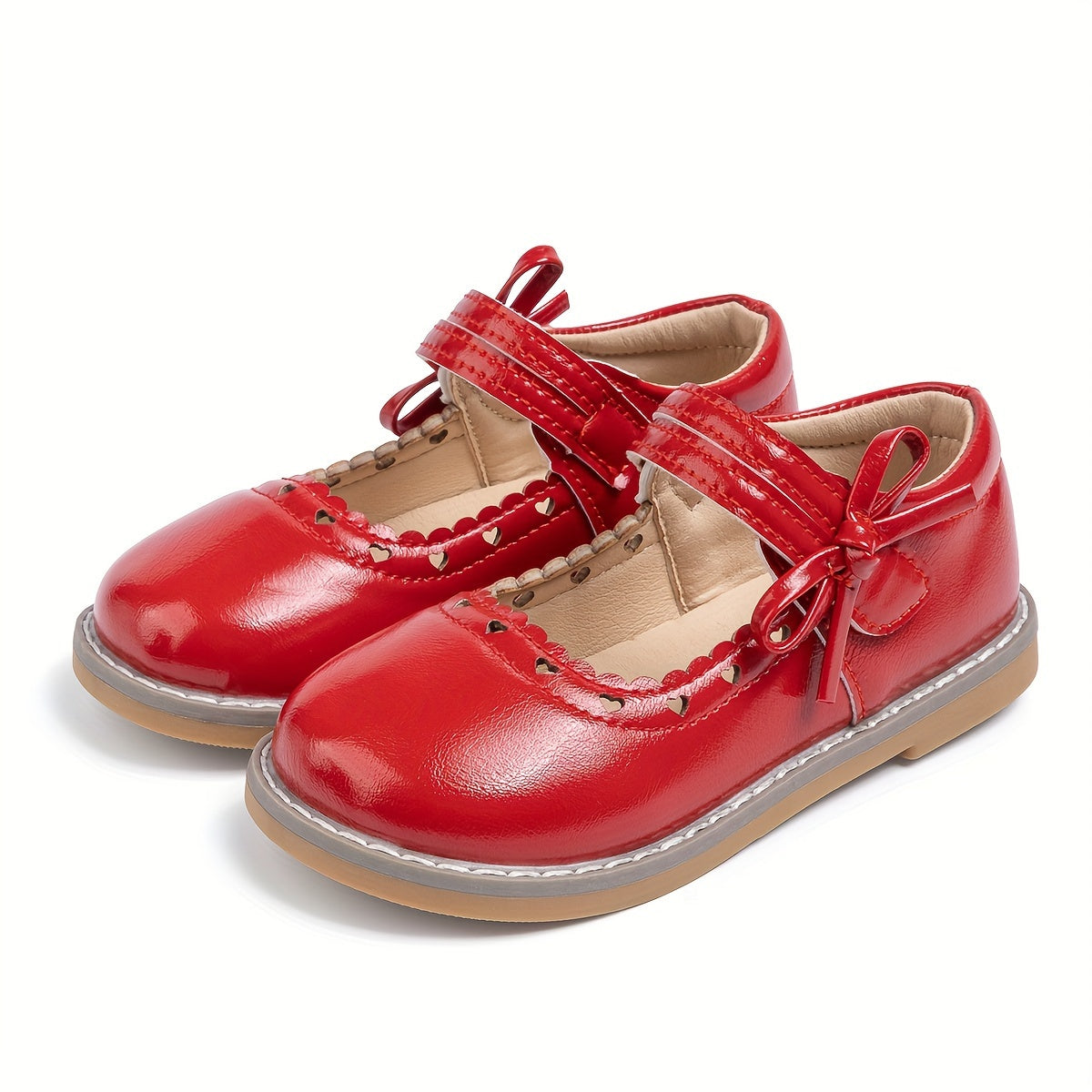 Детские кожаные туфли на каблуке с бантом, круглым носком, осень-зима, однотонные