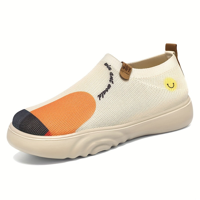 Women's Casual Fabric Slip-On Sneakers Breathable Soft-Soled Colorful Designs