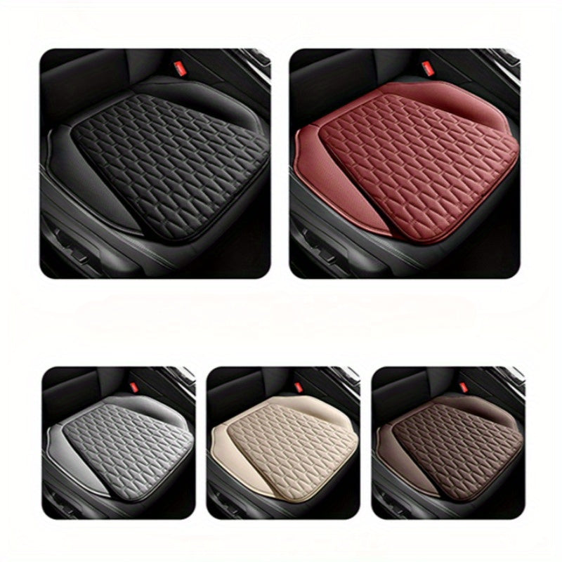 Universal All-Season Car Seat Cushion Cover Breathable PU Leather Quilted
