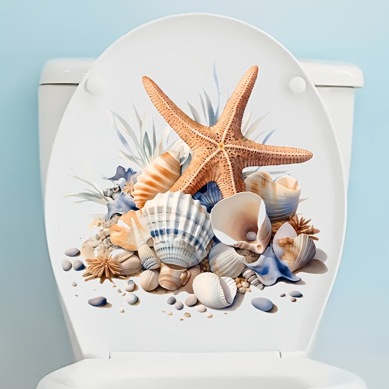 Toilet Seat Decal Summer Beach Design Ocean Theme Easy to Apply