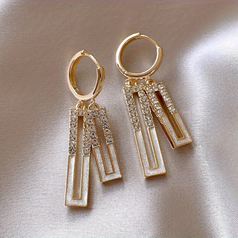 Women's Red Geometric Square Earrings with Gold-Tone Bars 2-Pack