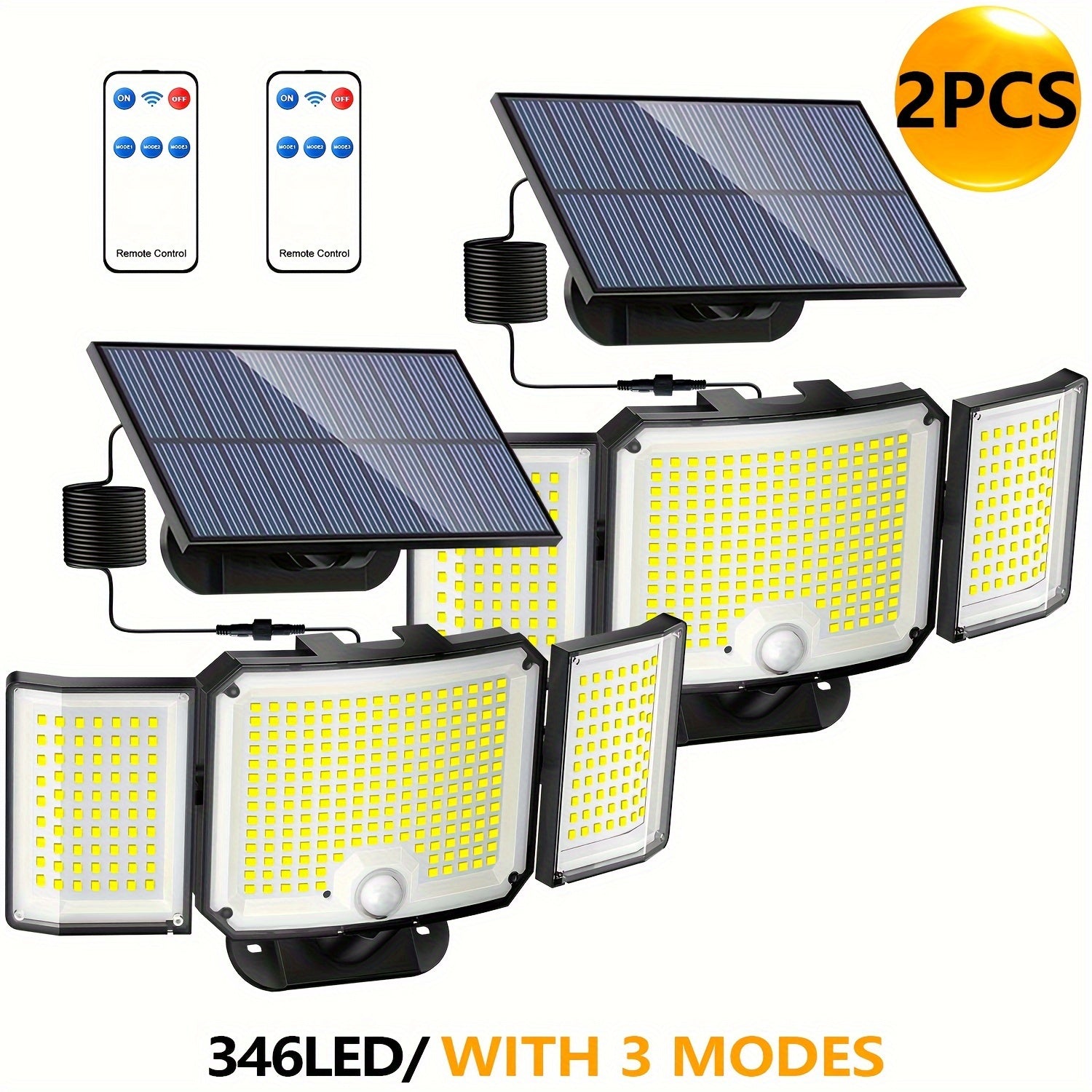 Solar Outdoor Light with Motion Sensor Remote Control 346LED Floodlight for Garden Porch Yard