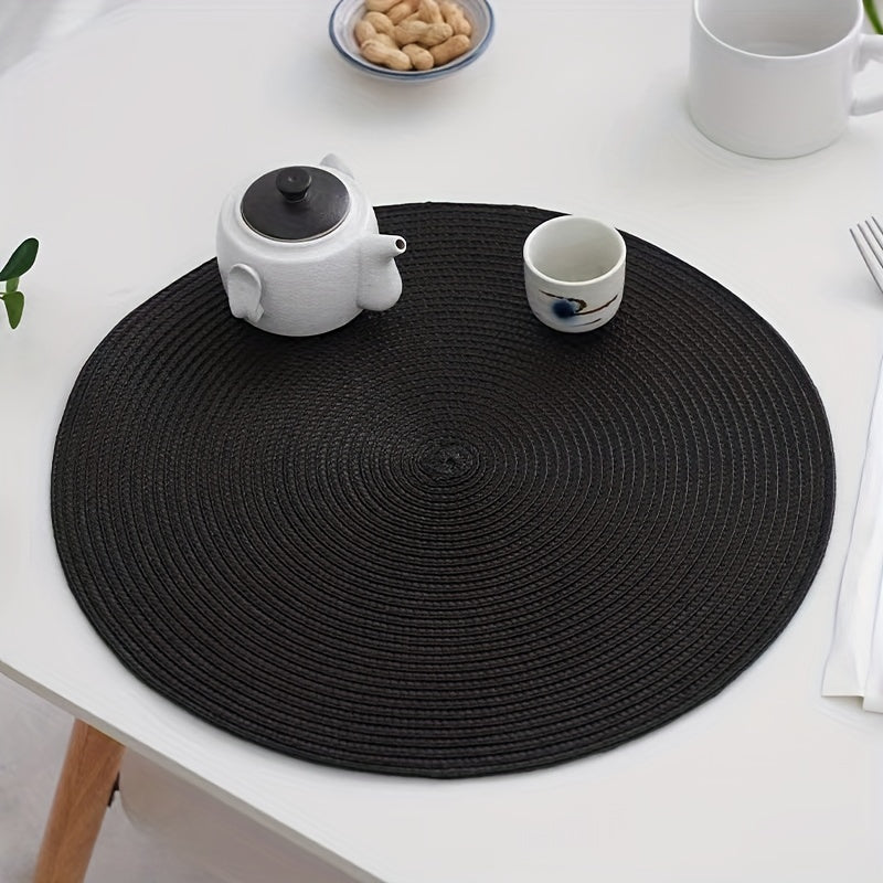 Set of 4/6 Woven Round Placemats Insulation Pads for Dining Table Easy to Clean