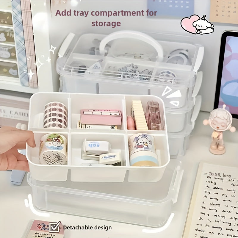 Stackable PP Storage Bins with Handles for Home Office School Supplies Set of 4