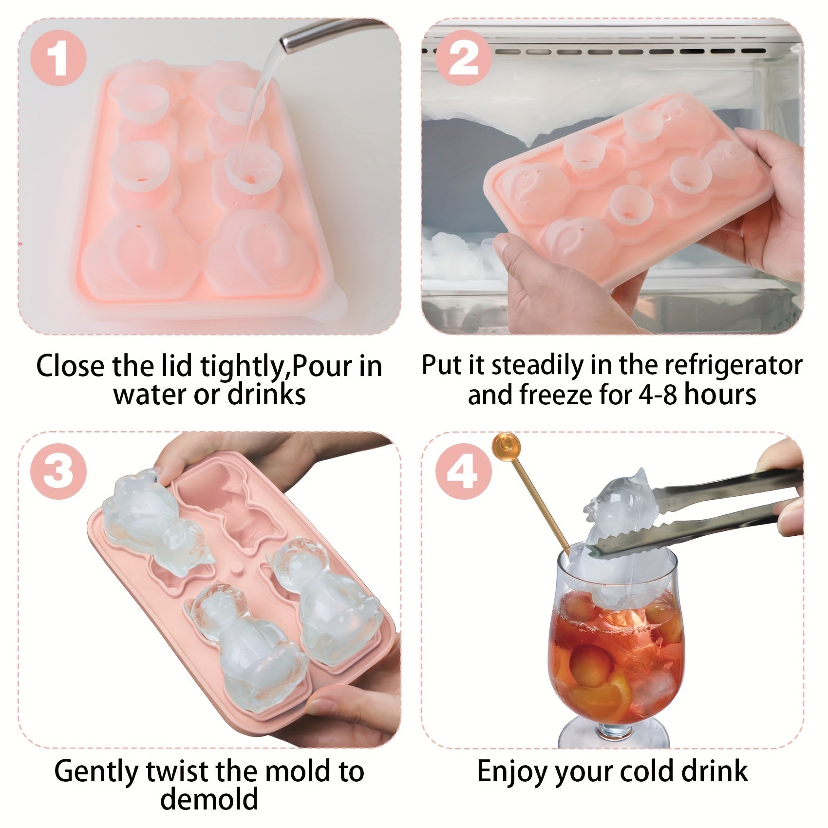 Silicone Cat-Shaped Ice Cube Tray Flexible Mold for Cocktails and Party