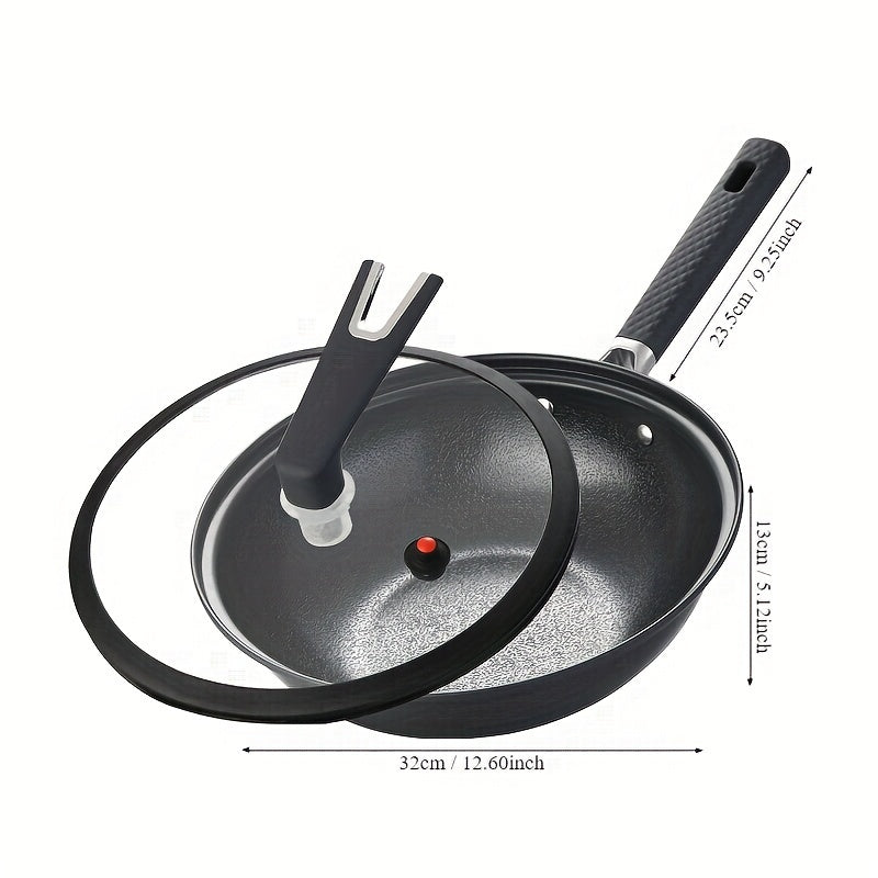 Wok de aluminio antiadherente con tapa, lavado a mano, utensilios de cocina