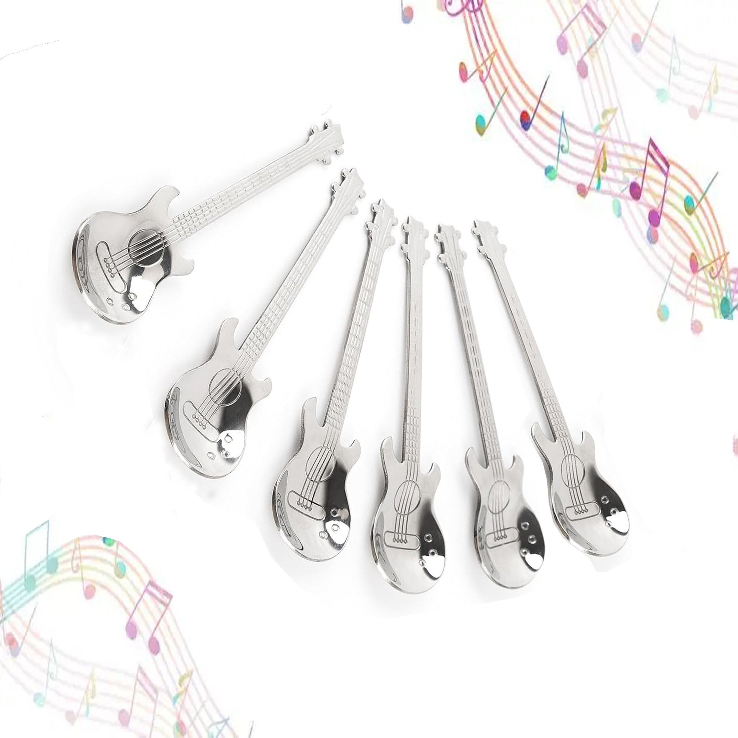 2, 4 yoki 6 dona rostlangan po'latdan yasalgan gitar qoshiqchalari, shirinliklar va sovg'alar uchun