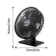 Черный USB-вентилятор для стола с 3 скоростями, регулируемым вращением, компактный настольный вентилятор 19 см
