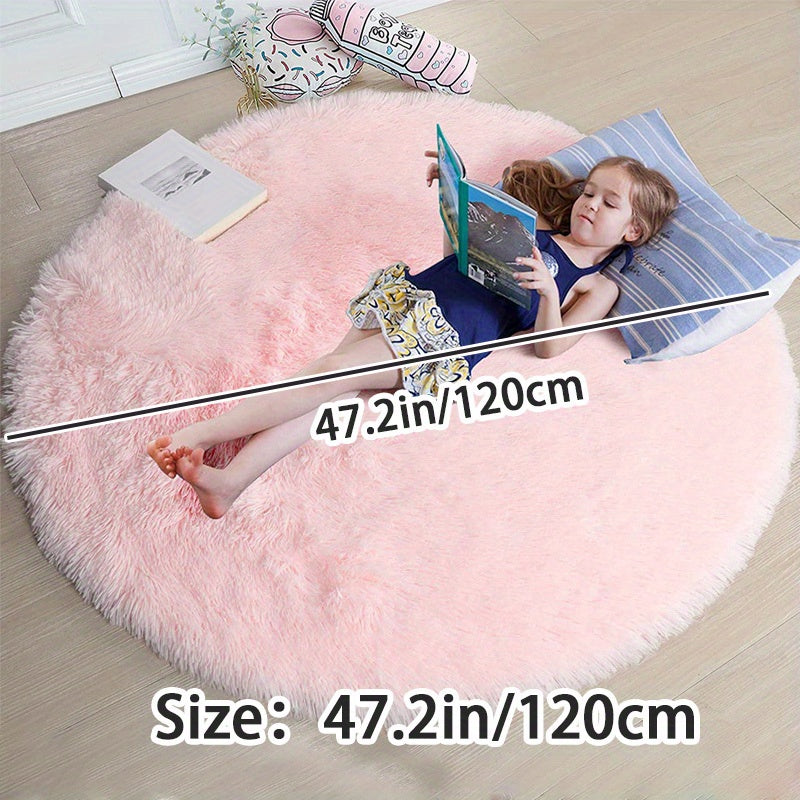 Kulrang Shaggy dumaloq gilam, mashina bilan yuvish mumkin, yumuşoq va molmolli xona gilami uchun yotoqxona