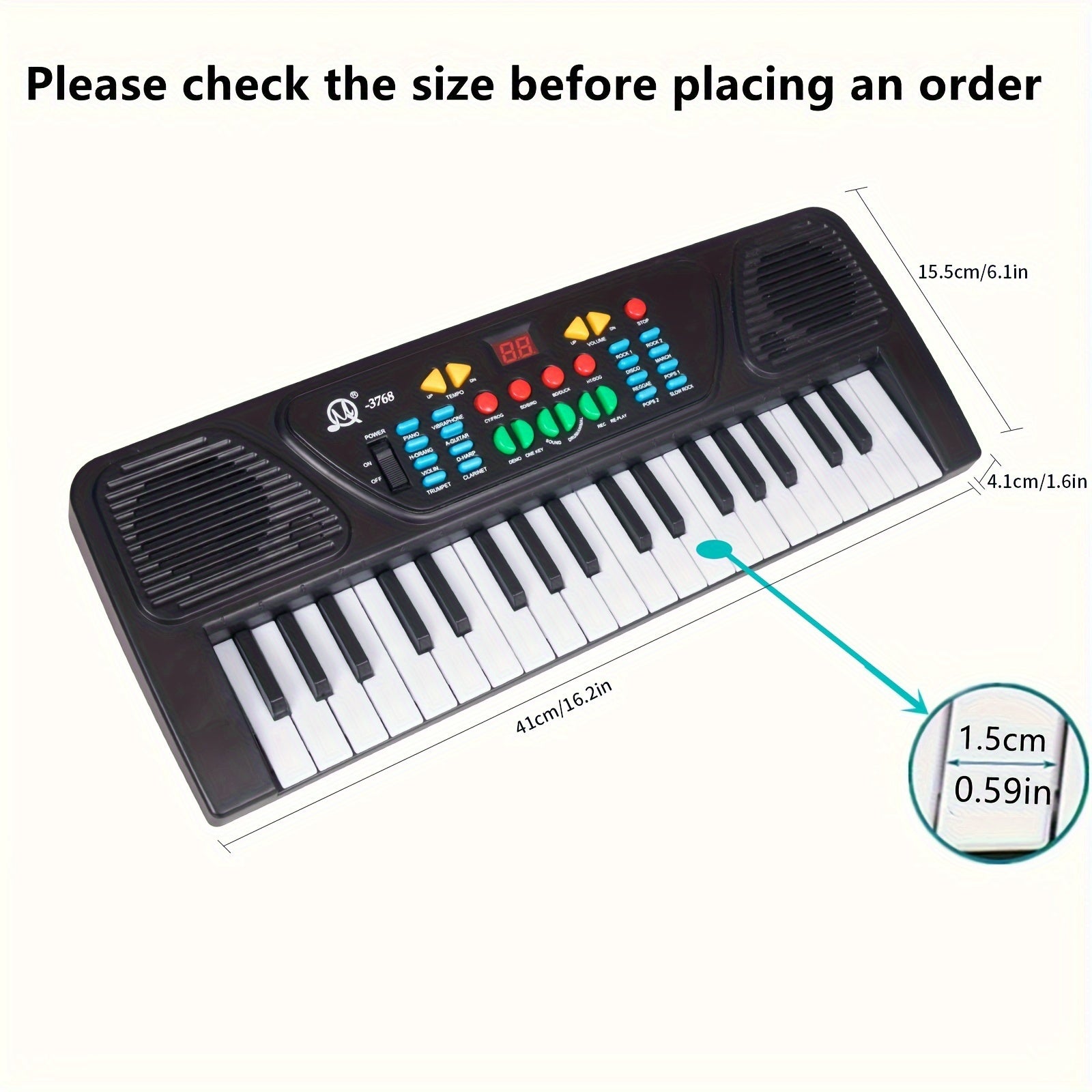 Electronic Keyboard for Beginners 37-Key Portable Music Toy with Microphone for Teens