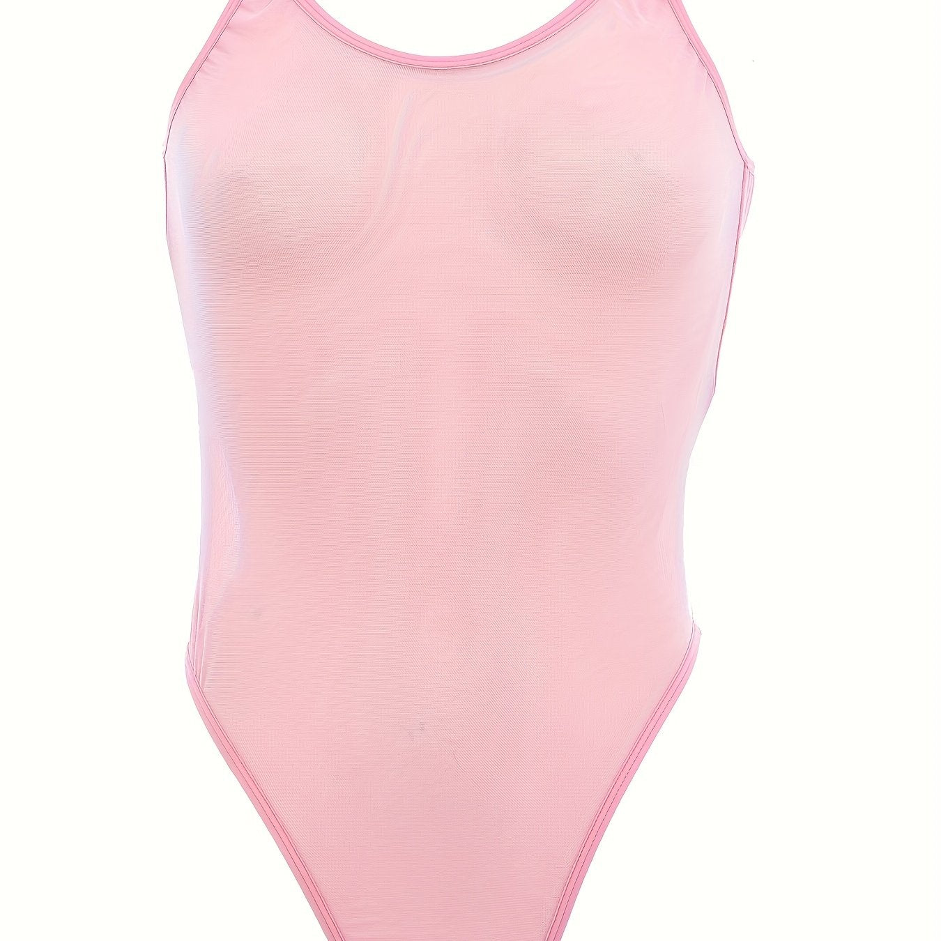 Women's Mesh Sleeveless Teddy and Sheer Backless Thong Bodysuit Lingerie