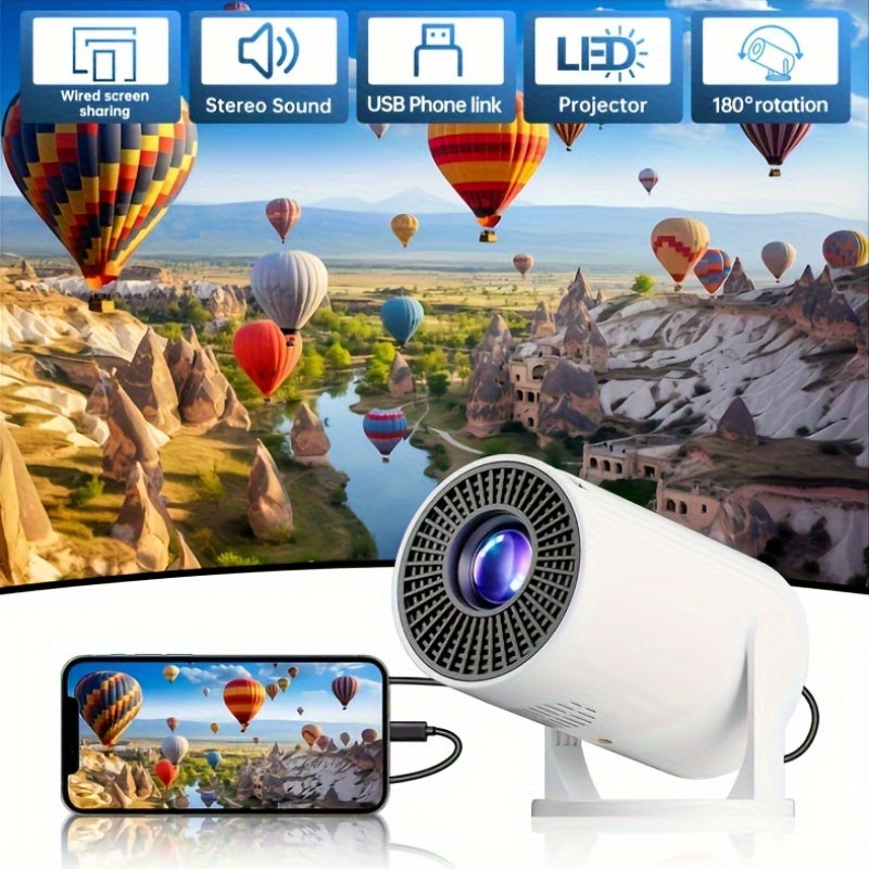 Мини портативный проектор HD 1080P с вращающимся на 180° экраном для домашнего кинотеатра