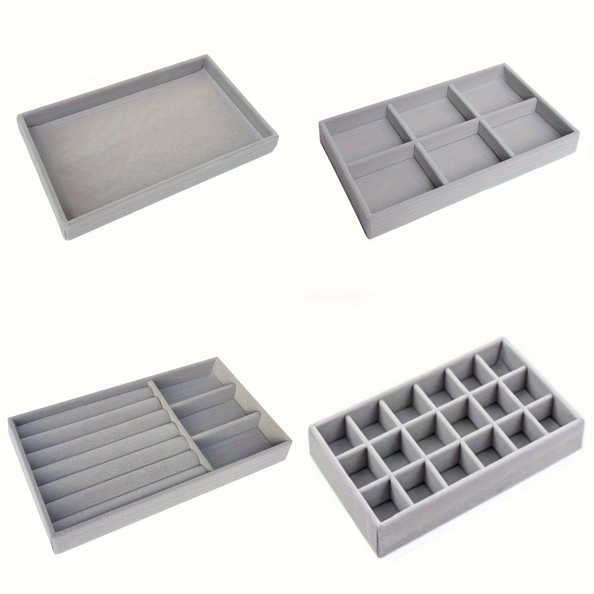 Набор из 4 фланелевых подставок для украшений для настольного хранения, штабелируемый органайзер с отделениями