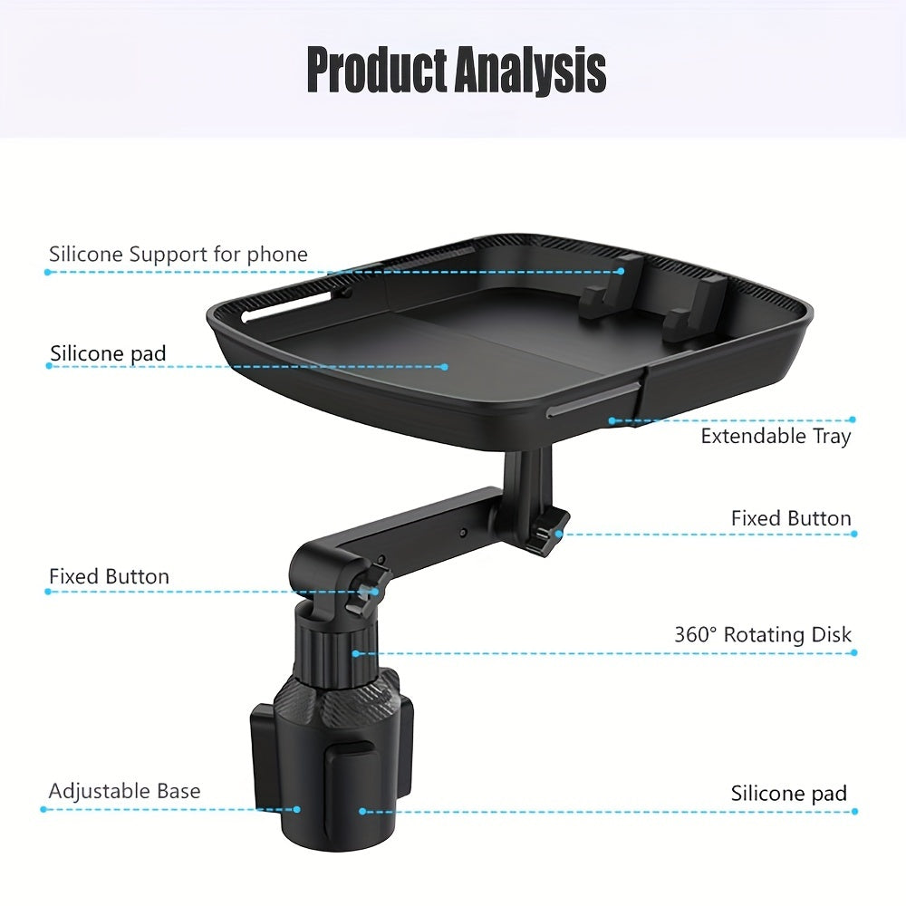 Ko‘p funksiyali avtomobil uchun taxtalar va tutqichlar to‘plami, oziq-ovqat, ichimliklar, telefonlar uchun, qora