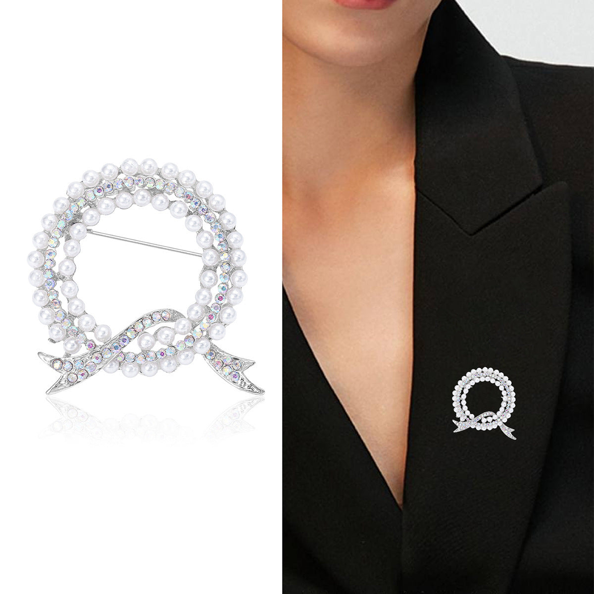 Elegant Rhinestone Brooch Pin Irregular Shape Jewelry for Women
