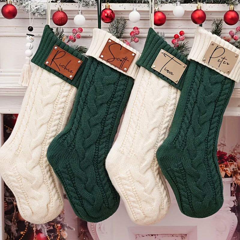 Personalized Christmas Stocking with Custom Knit Name Large Holiday Gift Bag for Family and Friends