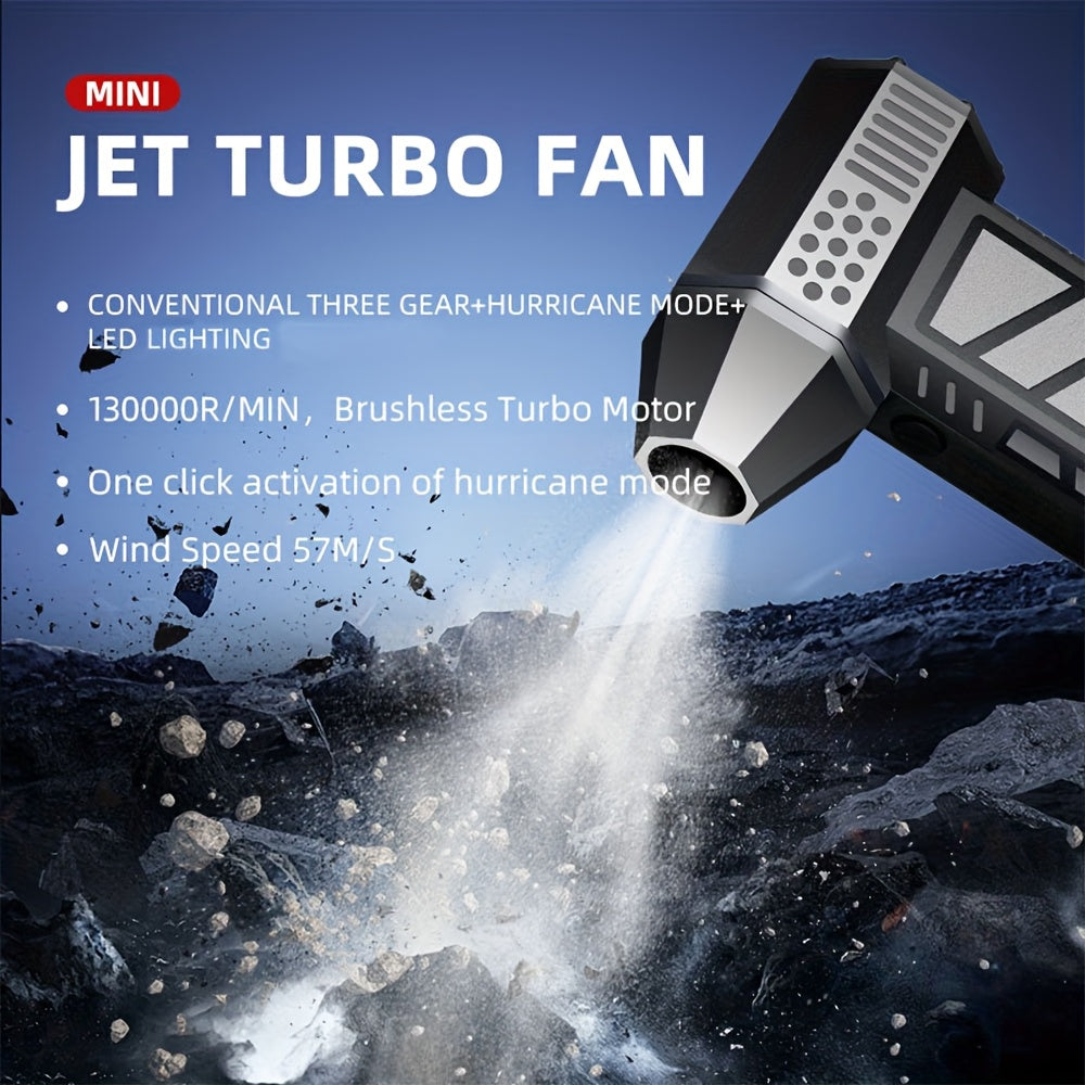 Portable Handheld Fan with 130,000 RPM Motor and Carbon Fiber Shell with Built-in Flashlight