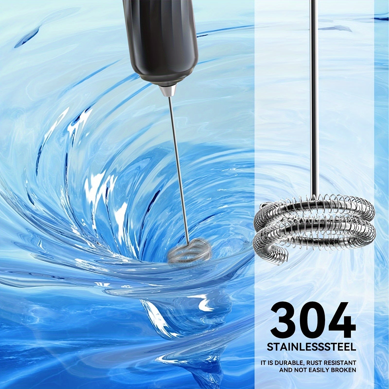 Portable Electric Milk Frother Black Battery-Powered Coffee Latte Cappuccino Mixer