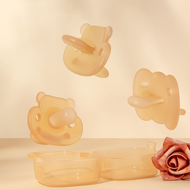 Silicone Kids Soothing Items Set for Day and Night with Dustproof Case and Anti-Drop Chain Khaki